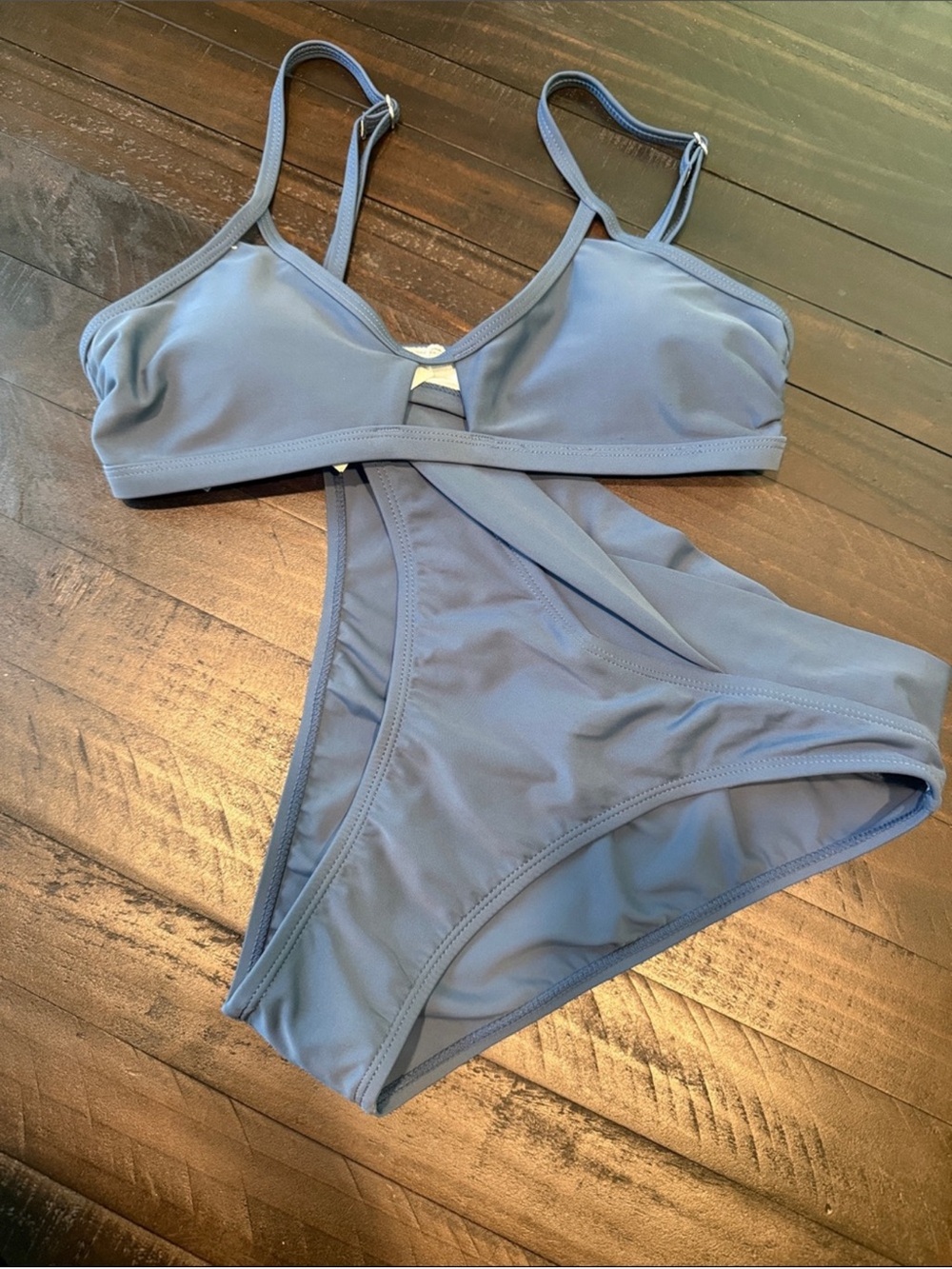 NWT Cupshe Dusty Blue Bikini Set - Picture 3 of 5